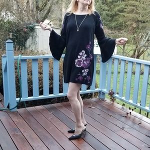 INC Woman Embroidered Sweater Dress Bell Slv sz 0X